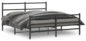 Kovový rám postele so zadným a predným čelom čierny 150x200 cm 355385