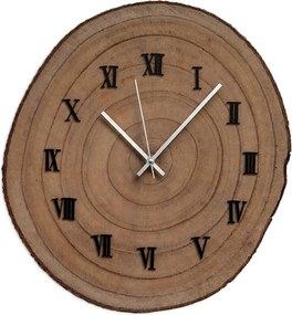 Drevené nástenné hodiny z plátu dreva s kôrou | KORRO: Amber - 3072 26-29 cm 4813-115575 KOR006-29-Amber