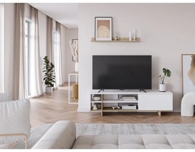 Biely TV stolík v dekore duba 160x44 cm Cequoia – Marckeric