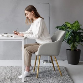 Sada dvoch jedálenských stoličiek ESTELLE zamatové, sivé / zlaté nohy (2 ks)