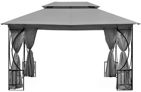 Záhradný pavilónový stan 4x3m - sivý - plné steny
