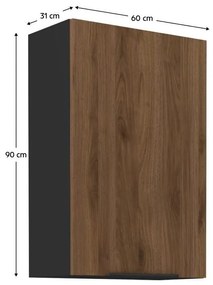 Horná kuchynská skrinka Monzesa 60 G 90 1F (orech okapi + čierna) . Vlastná spoľahlivá doprava až k Vám domov. 1096952