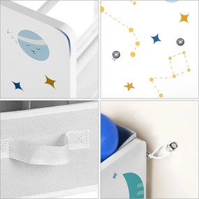 Detský regál na hračky, s 9 odnímateľnými boxmi, biela