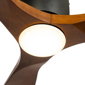 Stropný ventilátor čierny s drevom 131,5 cm vrátane LED stmievateľný s diaľkovým ovládaním - Jerri