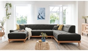 Tmavosivá rozkladacia pohovka do "U" Miuform Dazzling Daisy, pravý roh