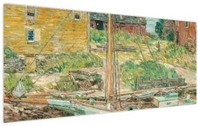 Obraz - Childe Hassam, Oyster Sloop, Cos Cob, reprodukcia (120x50 cm)
