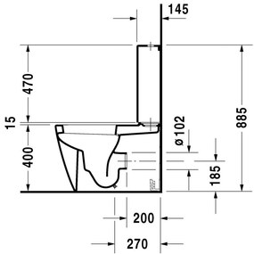 DURAVIT Starck 2 WC misa kombi s Vario odpadom, 370 mm x 400 mm x 630 mm, s povrchom WonderGliss, 21450900001