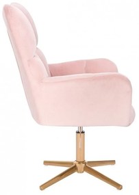 LuxuryForm DESIGN Kreslo AURORA VELUR na zlatom kríži - ružové
