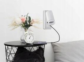 BERGE LED nástenné svietidlo GU10 s vypínačom a USB portom - biela