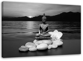 Obraz na plátně Černobílý Buddha Indie - 120x80 cm