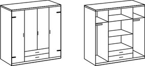Šatníková skriňa so zásuvkami Cork, 180 cm, doskový dub/grafit