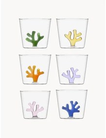 Súprava ručne vyrobených pohárov na vodu Coral Reef, 6 dielov