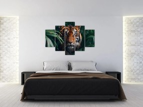 Obraz - Portrét tigra v džungli (150x105 cm)