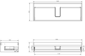 Mexen Rivel, kúpeľňová skrinka pod umývadlo 120 cm, 1 zásuvka, drážkovaná, orech, 91A20-12023-1-BF86