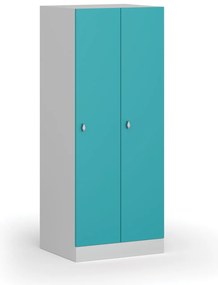 Šatníková skrinka S1 znížená, 2 oddiely, 1500 x 600 x 500 mm, demont, otočný zámok, zelené dvere