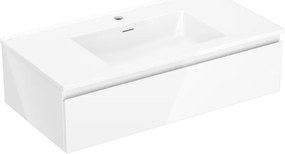 Mexen Orio, kúpeľňová skrinka 90 cm s umývadlom Otis, 1 zásuvka, biela lesklá, 91A10-09023-1-BF00-W18M00