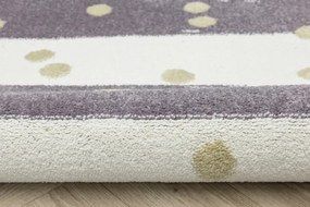 Koberec LIMA M044A krémový / fialový / zlatý polkruh