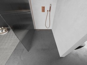 Mexen Kioto, sprchová zástena Walk-In 90 x 200 cm, 8mm sklo s rebrovým vzorom, medený matný profil, 800-090-101-65-09