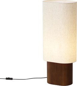 Japandi stojaca lampa orechové drevo s látkovým tienidlom 70cm - Lamel
