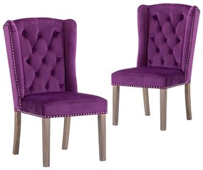 Jedálenské stoličky 2 ks fialové zamatové