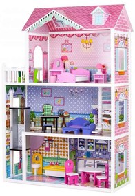 Drevený domček pre bábiky s výťahom Ecotoys ružový