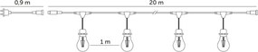 LED Vonkajšia dekoračná reťaz BAJA ST64 20xE27/1W/230V 20,9m IP44 teplá biela