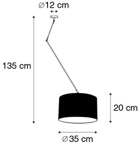 Závesná lampa oceľová s tienidlom 35 cm čierna nastaviteľná - Blitz