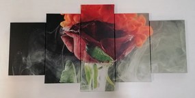 5-dielny obraz ruža s abstraktnými prvkami - 200x100