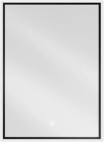 Mexen Erma LED podsvietené kúpeľňové zrkadlo 50 x 70 cm, LED 6000K, anti-pára, čierny rám - 9814-050-070-611-70
