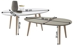 Konferenčný stolík (2 ks) Doblo - biela / sivá