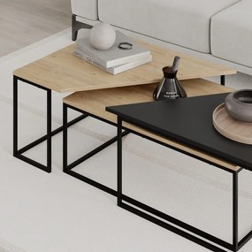 Konferenčné stolíky v súprave 3 ks s doskou v dubovom dekore v prírodnej farbe 70x110 cm Titan – Marckeric
