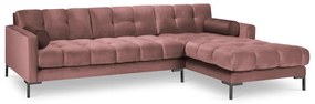 Ružová zamatová rohová pohovka Cosmopolitan Design Bali, pravý roh