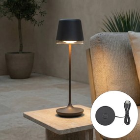 Stolná lampa čierna vrátane LED IP65 Nabíjateľná s nabíjacou stanicou - Treble