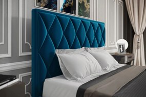 Čalúnená manželská posteľ ALEXA 160x200 s roštom modrá zamatová látka
