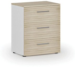Kancelárska komoda k stolu PRIMO WHITE, 740 x 600 x 420 mm, biela/dub prírodná