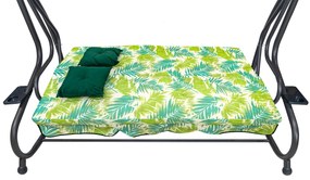 Záhradná hojdačka so strieškou, skladacia 2x1 so vzorom palmových listov