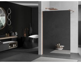 Mexen Kioto, sprchová zástena Walk-In 100 x 200 cm, 8mm sklo vzor zrkadlo, medený matný profil, 800-100-101-65-50