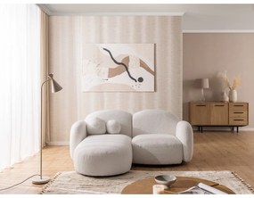 Krémovobiela rohová pohovka z textílie buklé (ľavý roh/s leňoškou) Orbit – Ropez