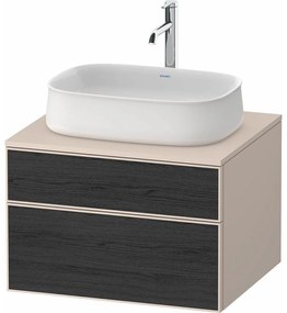 DURAVIT Zencha závesná skrinka pod umývadlo na dosku, 2 zásuvky, 650 x 550 x 442 mm, dub čierny/taupe super matná, ZE4820016830000