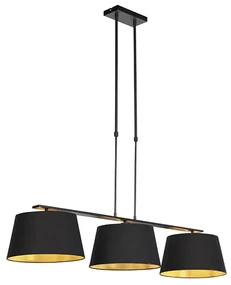 Závesné svietidlo s čiernymi a zlatými tienidlami z bavlny 32 cm - Combi 3 Deluxe