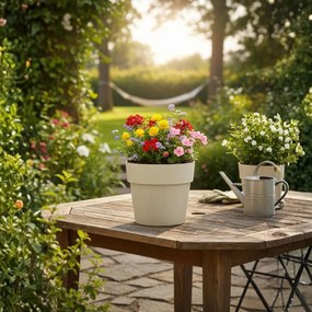 PLASTOVÝ KVETINÁČ SILVA LINE 20X17,5 CM BÉŽOVÁ