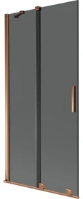 Mexen Velar, 2-krídlová posuvná vaňová zástena 95 x 150 cm, 8mm šedé sklo, ružové zlato, 896-095-000-41-60