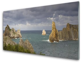 Obraz na skle More skaly krajina 125x50 cm