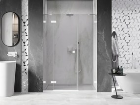 Mexen Lunar, ľavé otočné sprchové dvere 125 cm, 8mm číre sklo, biely profil, 834S-125-050-20-00-L