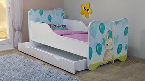 TOP BEDS Detská posteľ Happy Kitty 140x70 so zásuvkou zajačik