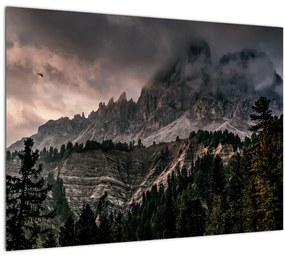 Sklenený obraz skalnatých hôr (70x50 cm)