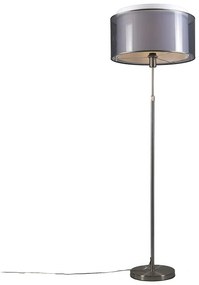 Stojaca lampa z ocele s čiernym a bielym tienidlom 47 cm nastaviteľná - Parte