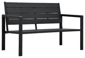 vidaXL Záhradná lavička 120 cm, HDPE, čierna, drevený vzhľad-