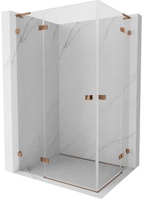 Mexen Lunar, L Duo výklopný sprchový kút 85 x 80 cm, 8mm číre sklo, profil ružové zlato, 834L-085L-080P-60-00