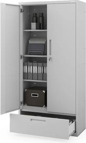 Modulárna kovová multifunkčná skriňa so zásuvkou sivá MEGAN 1850 x 900 x 400 mm